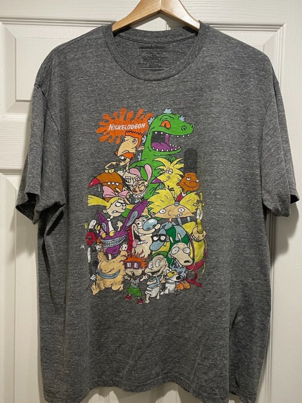 Nickelodeon Vintage Graphic T-Shirt Adult Unisex Size XXL Gray 90s Cartoons Tee